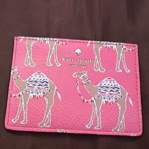 Never Used Kate Spade Camel Printed Card Holder